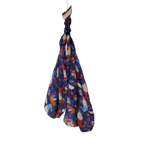 NWT Gnome USA‎ Red White Blue Scarf 4th of July Americana Patriotic America - Picture 1 of 5